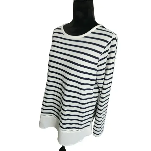 Women’s shirt C.D.DANIELS size L striped long sleeve pullover top Pre-own (fs55) - Picture 2 of 5
